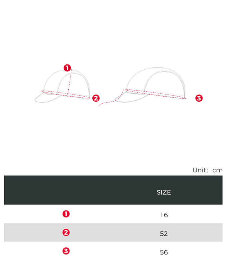 custom cycling caps size chart